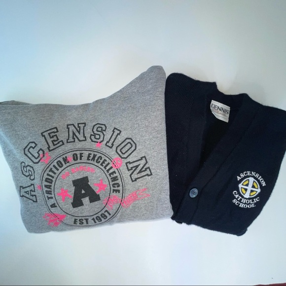 Sweatshirt Sweater Button Down Bundle Ascension Catholic School Spirit - Picture 4 of 16